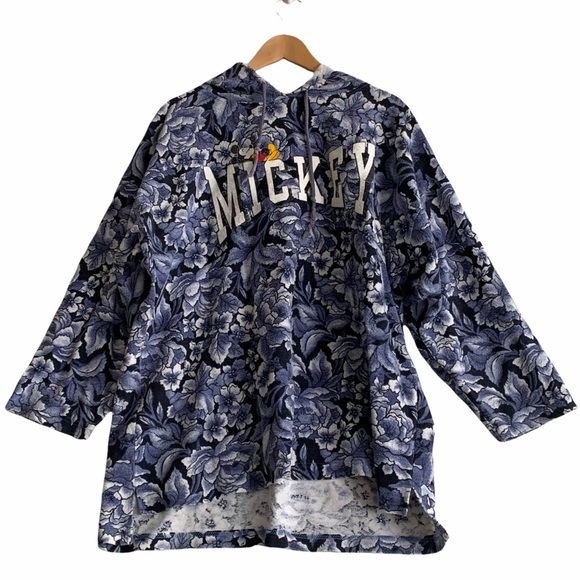 Vintage Mickey Mouse Hoodie Allover Floral Print Jerry Leigh USA Made Disney - Picture 10 of 10